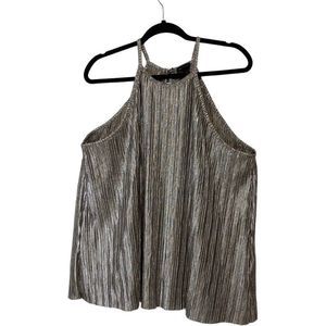 Torrid Pleated Metallic Knit High Neck Tank Metallic Tank Top-1X